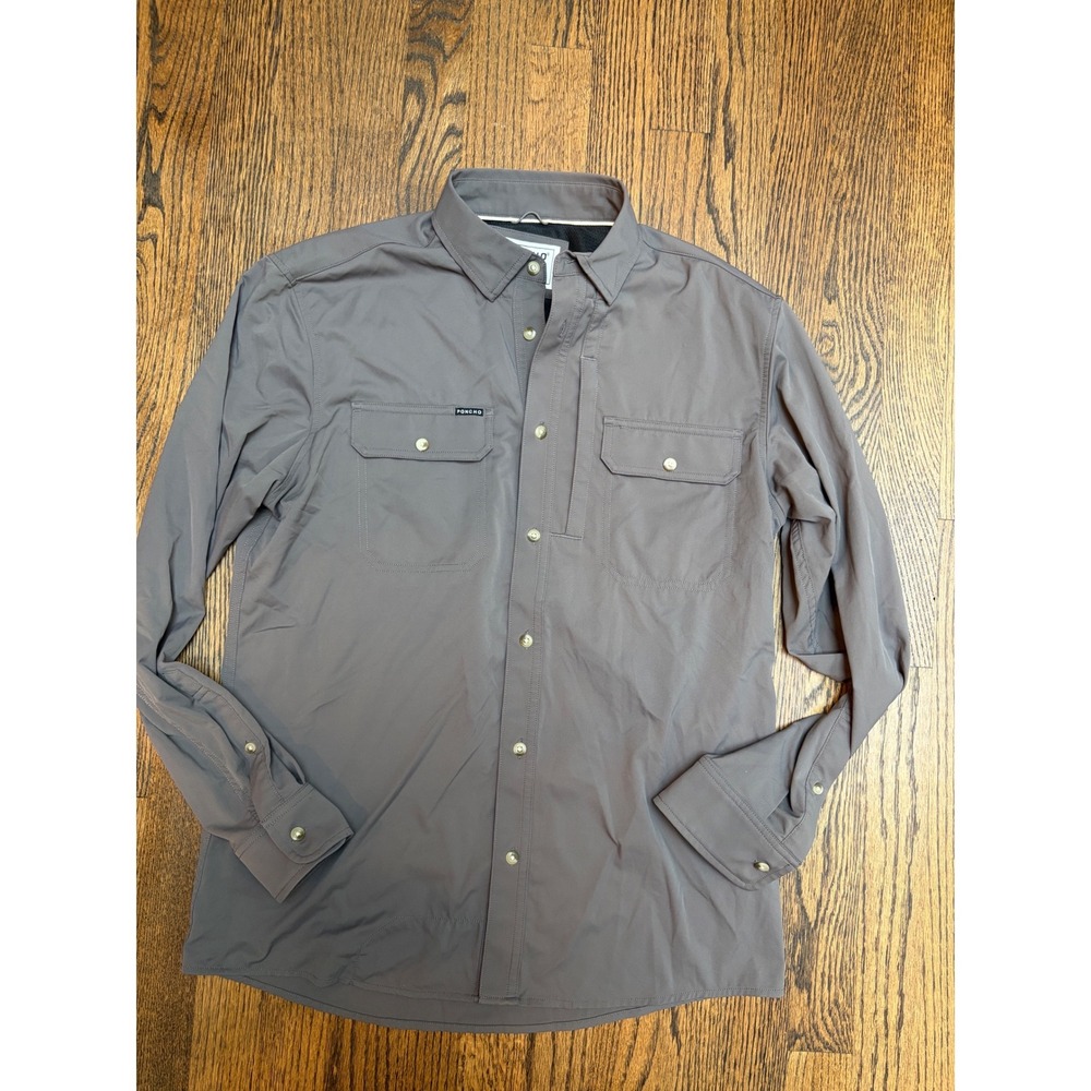Poncho Outdoors Fishing Shirt S Gray Slim Fit Magnetic Pockets Gorpcore Utility